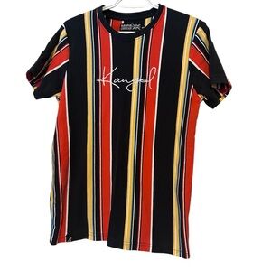 Kangol mens stripe tee medium colorful short sleeve 100% Cotton Embroidered Logo
